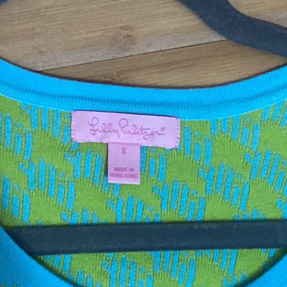 Lilly Pulitzer green and blue houndstooth cardigan - size small - Picture 3 of 11